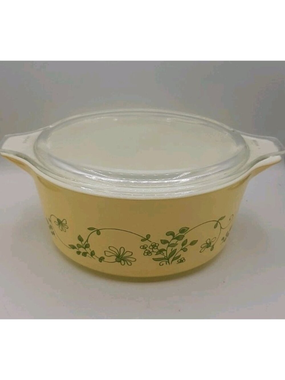 Vintage #475-B PYREX Casserole Dish with Lid Yellow Shenandoah Green Florals